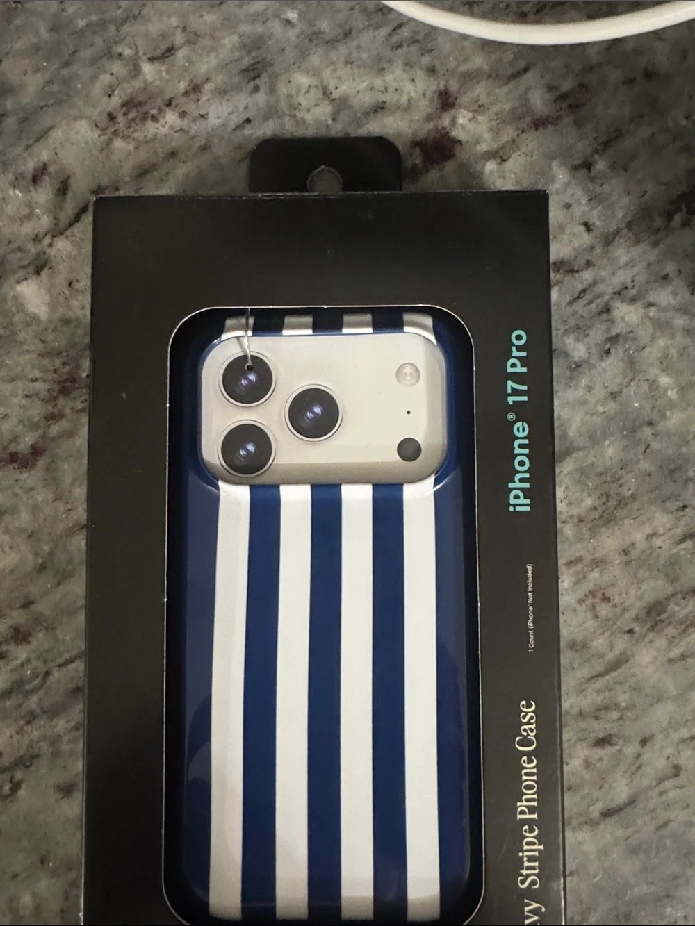 NEW Hello Lux iPhone 17 Pro Glossy Navy Stripe Phone Case